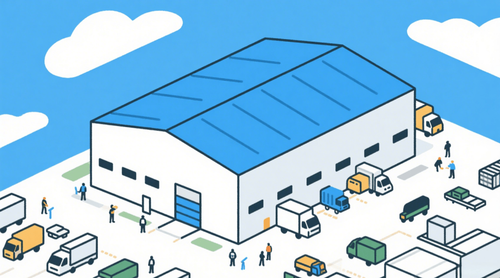 Illustrated workflow of specialized medical warehousing process: from cold chain receiving to quality-controlled dispatch of healthcare products